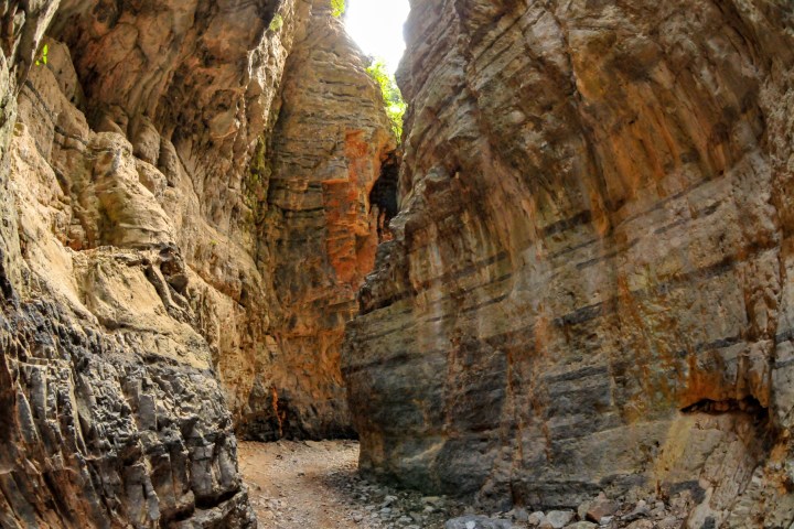 a canyon with a mountain in the background