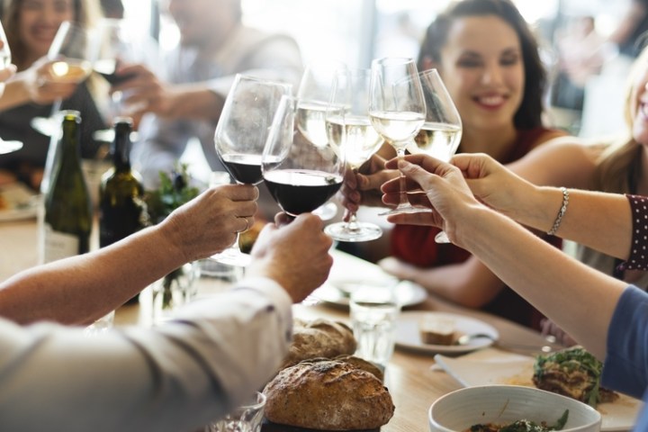 a woman holding a glass of wine